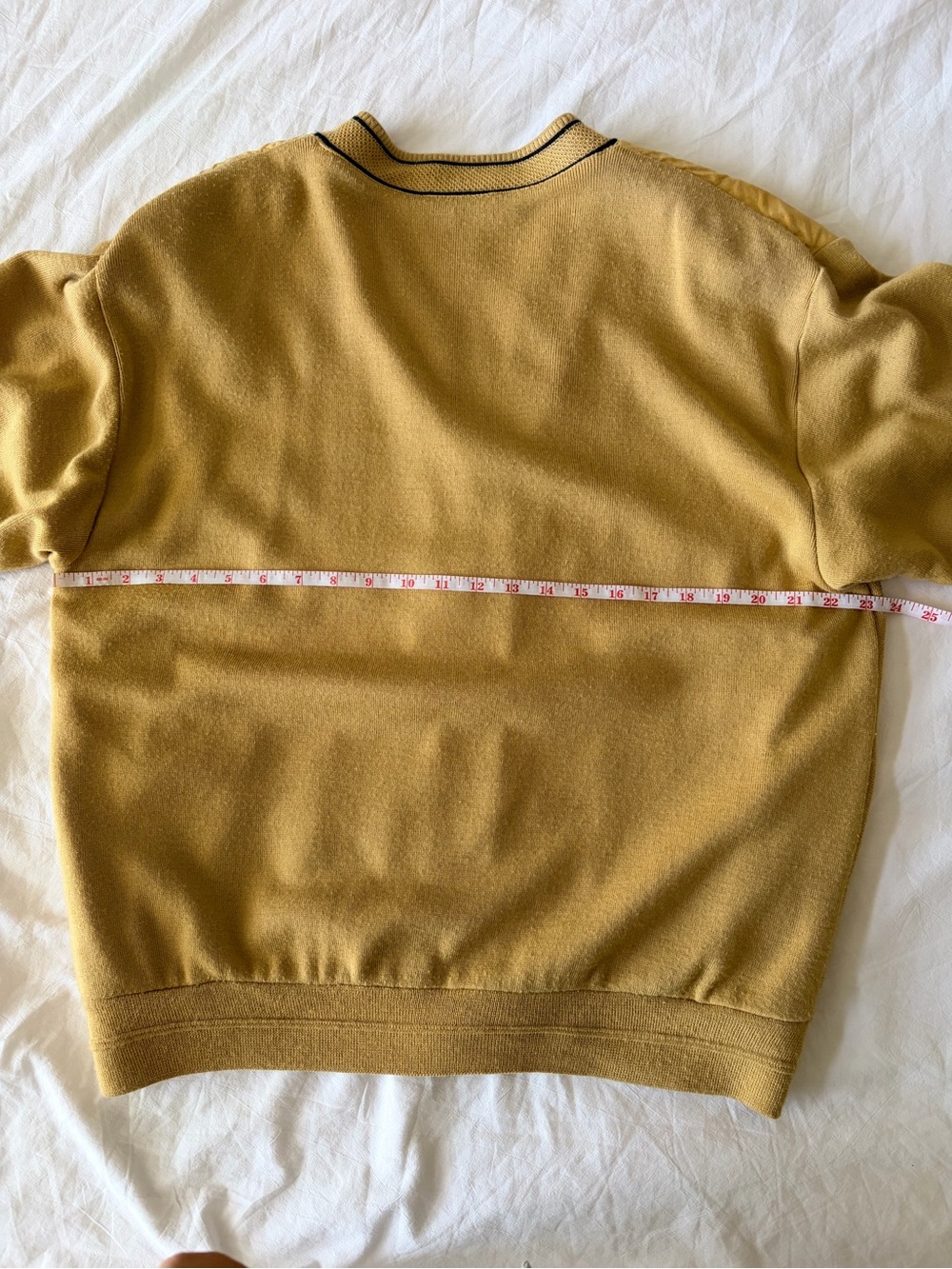 Men's Vintage Mustard Button-Front Cardigan with Contrast Trim - Picture 8 of 11